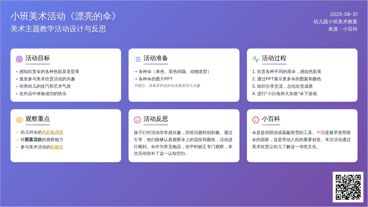 小班美术活动教案《漂亮的伞》含反思