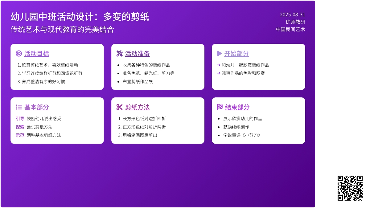幼儿园中班教案：多变的剪纸