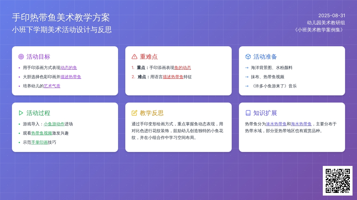 小班下学期美术教案《手印热带鱼》含反思