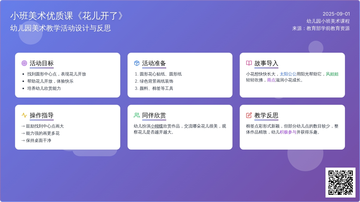 幼儿园小班美术优质课教案《花儿开了》含反思