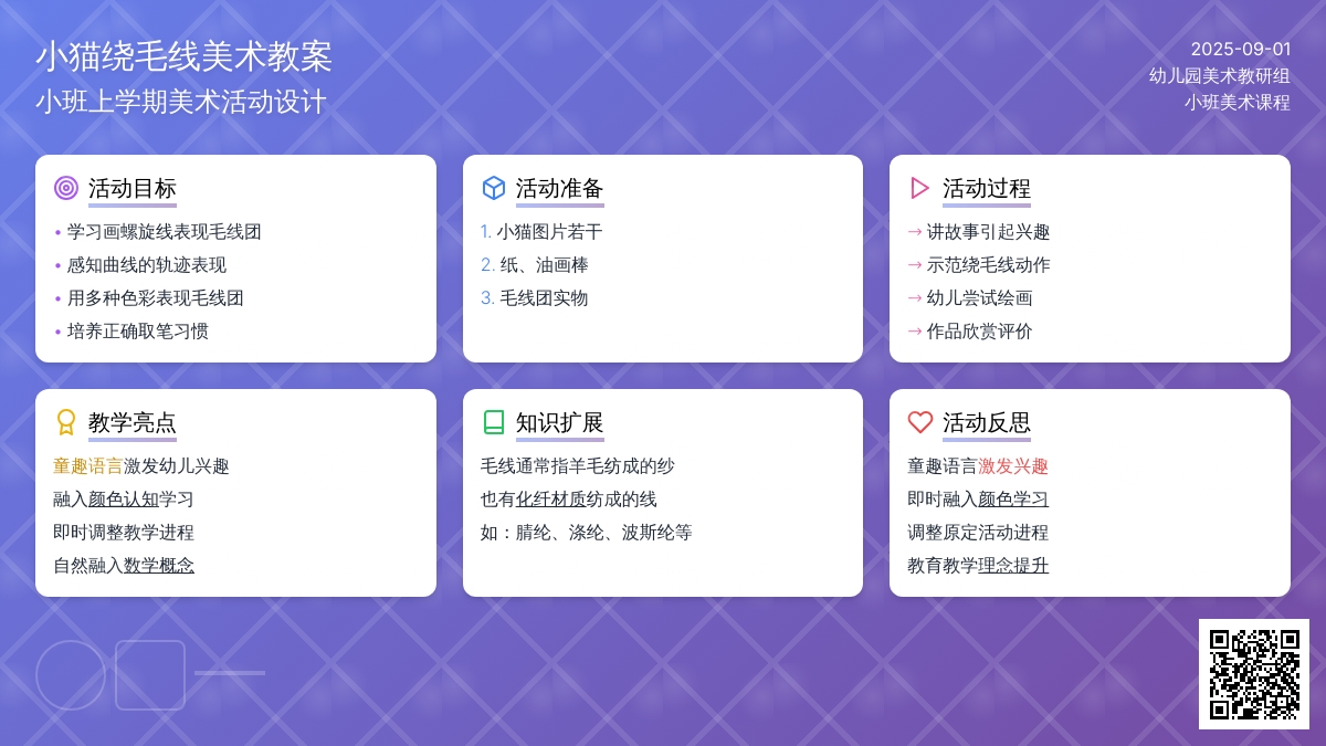 幼儿园小班上学期美术教案《小猫绕毛线》含反思