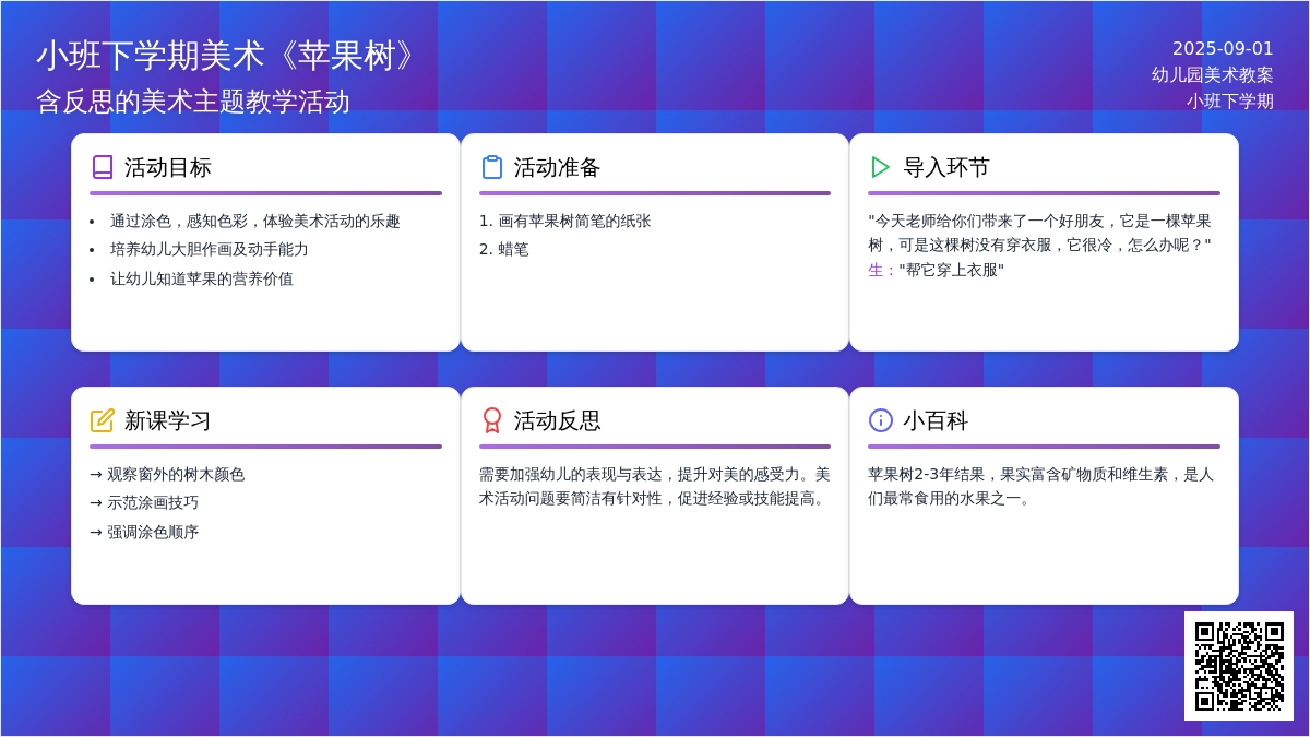幼儿园小班下学期美术教案《苹果树》含反思