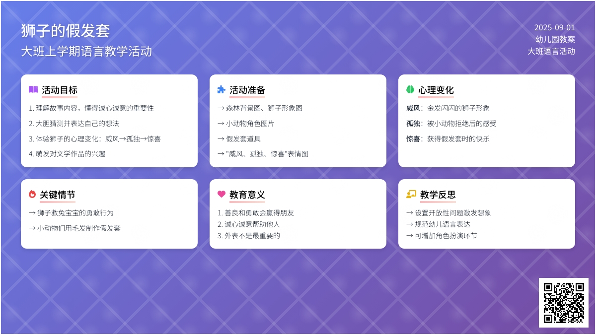 大班上学期语言教案《狮子的假发套》含反思