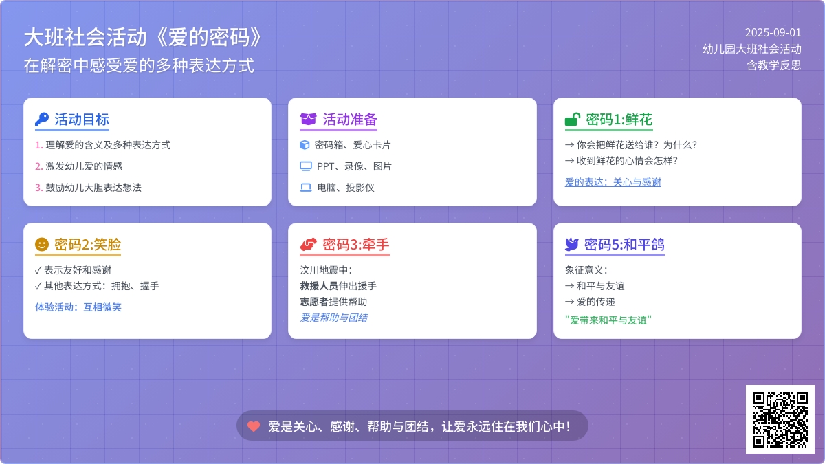 大班社会活动教案《爱的密码》含反思