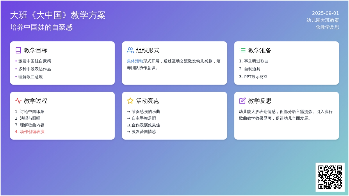 幼儿园大班教案《大中国》含反思