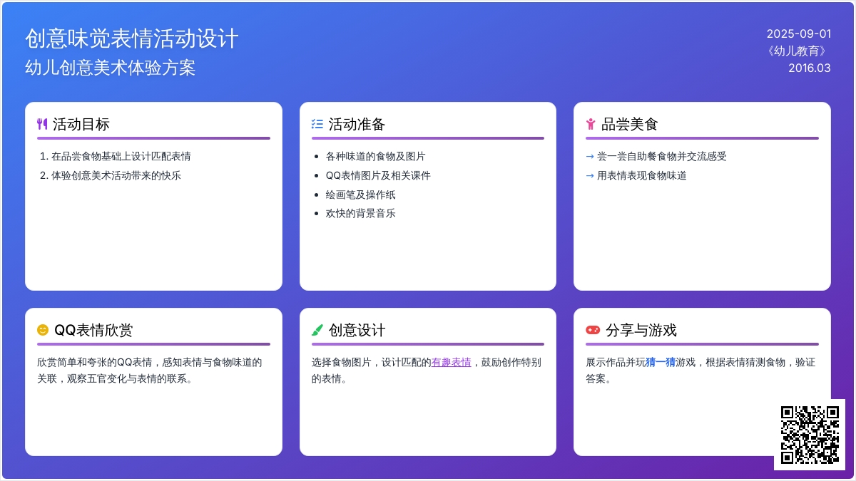 幼儿园中班美术活动：创意味觉表情