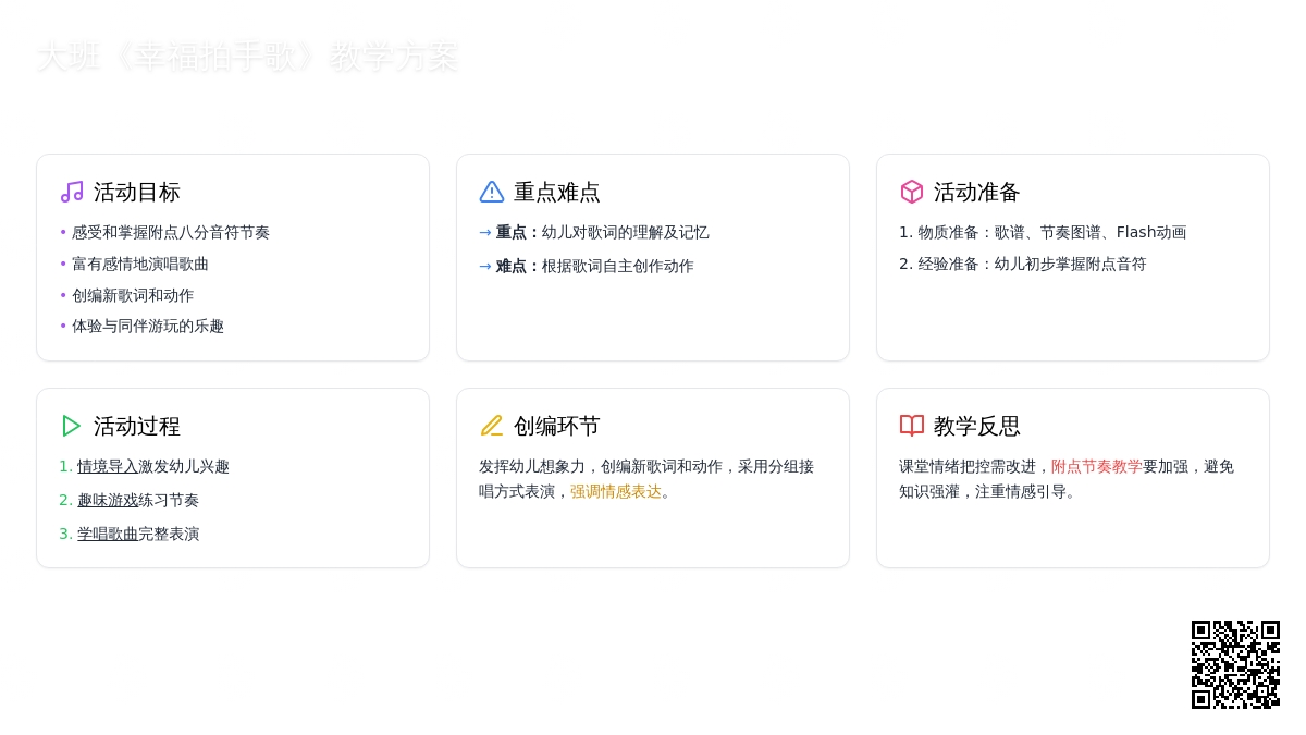 幼儿园大班教案《幸福拍手歌》含反思