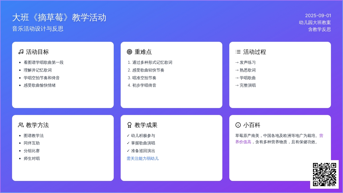 幼儿园大班教案《摘草莓》含反思