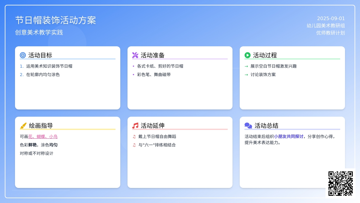 幼儿园中班艺术活动：装饰节日帽