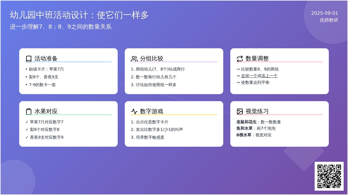幼儿园中班活动设计：使它们一样多（科学领域）