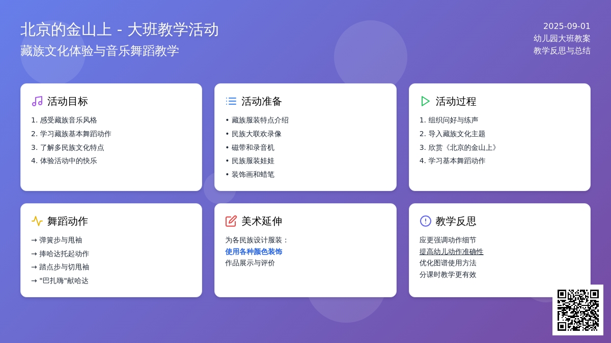 幼儿园大班教案《北京的金山上》含反思