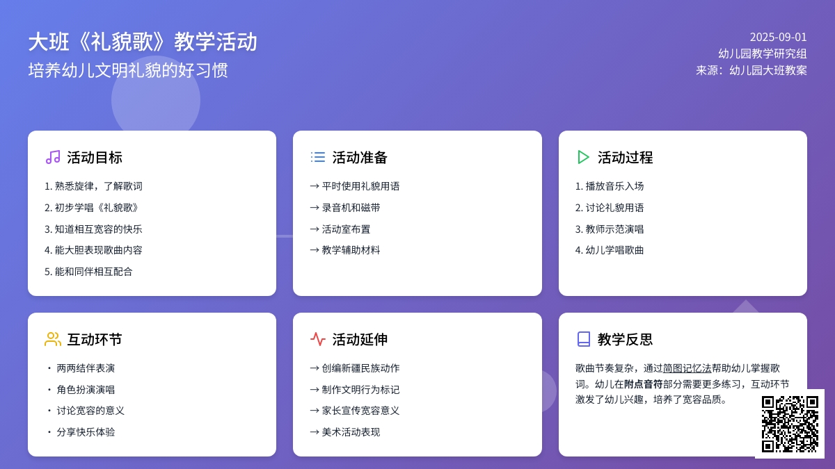 幼儿园大班教案《礼貌歌》含反思