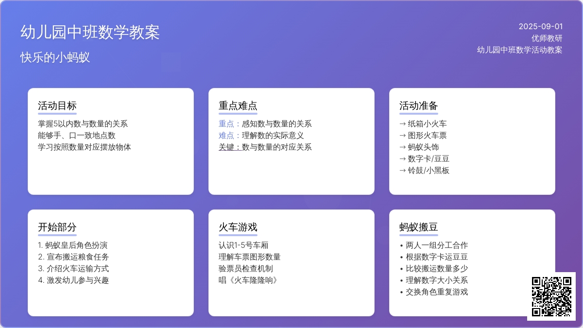 幼儿园中班数学教案――快乐的小蚂蚁（数量）