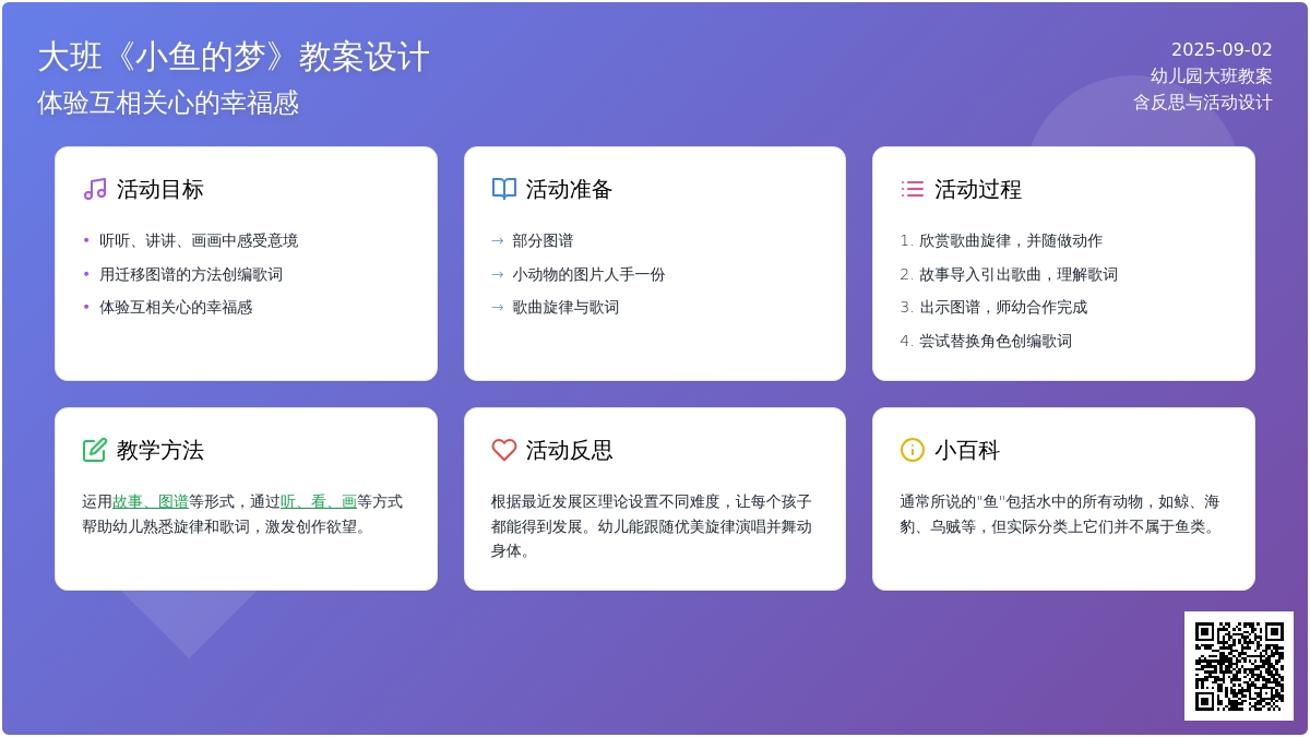 幼儿园大班教案《小鱼的梦》含反思