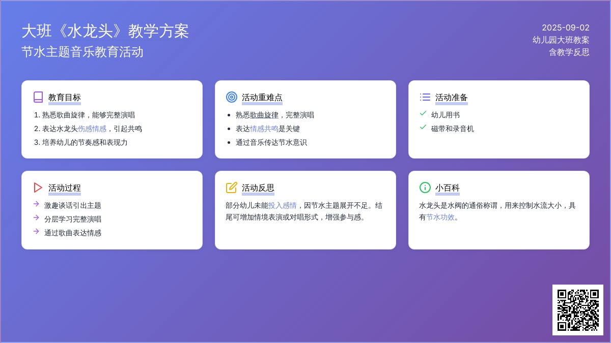 幼儿园大班教案《水龙头》含反思
