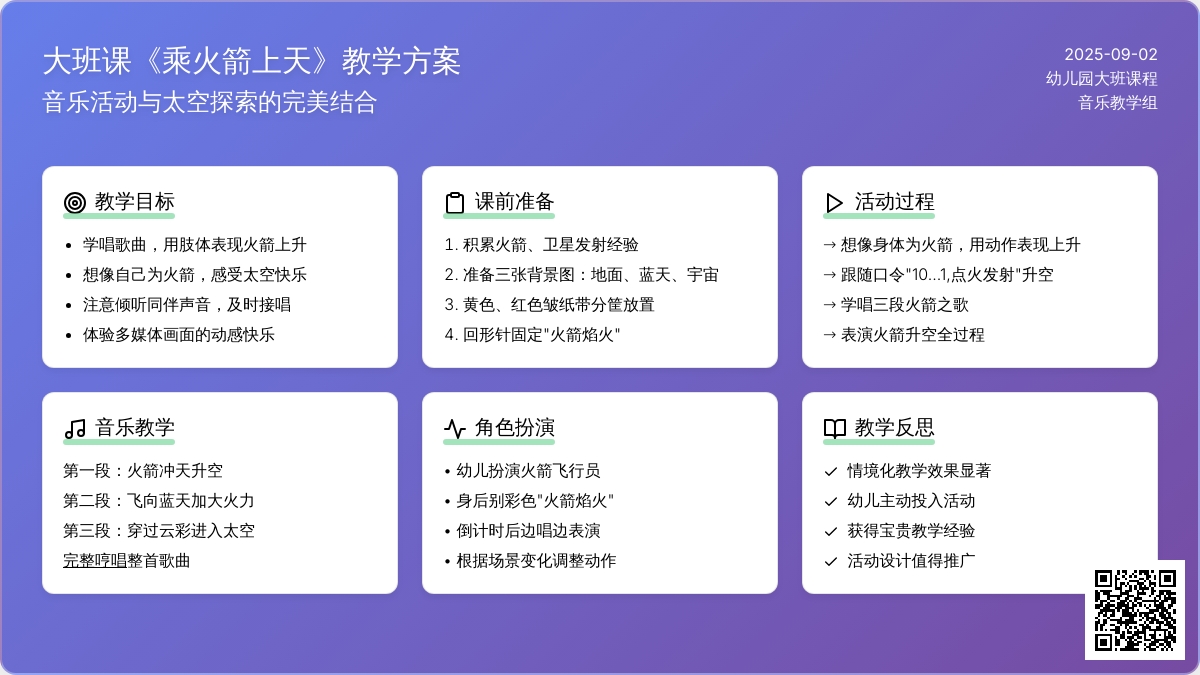 大班音乐课教案《乘火箭上天》含反思