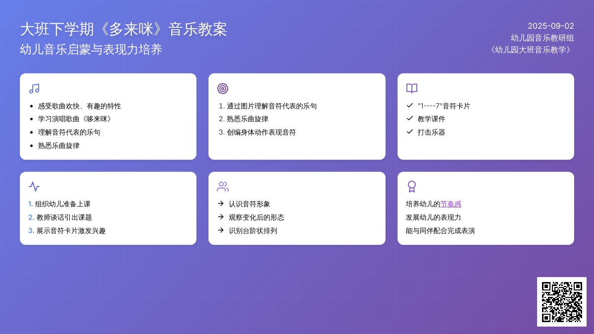 幼儿园大班下学期音乐教案《多来咪》