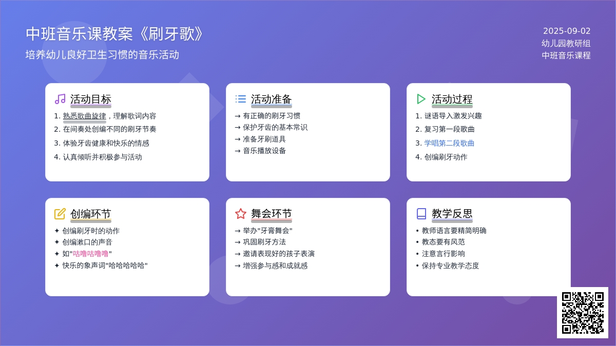 中班音乐课教案《刷牙歌》含反思