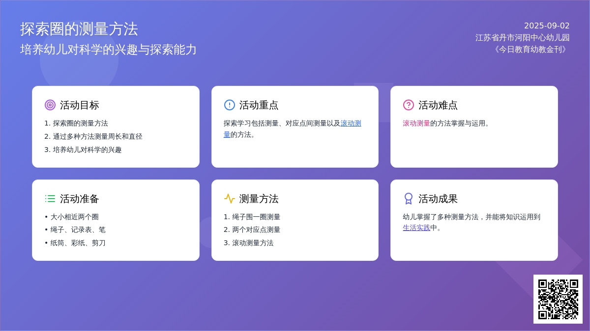 幼儿园大班科学领域：数学活动——圈的测量