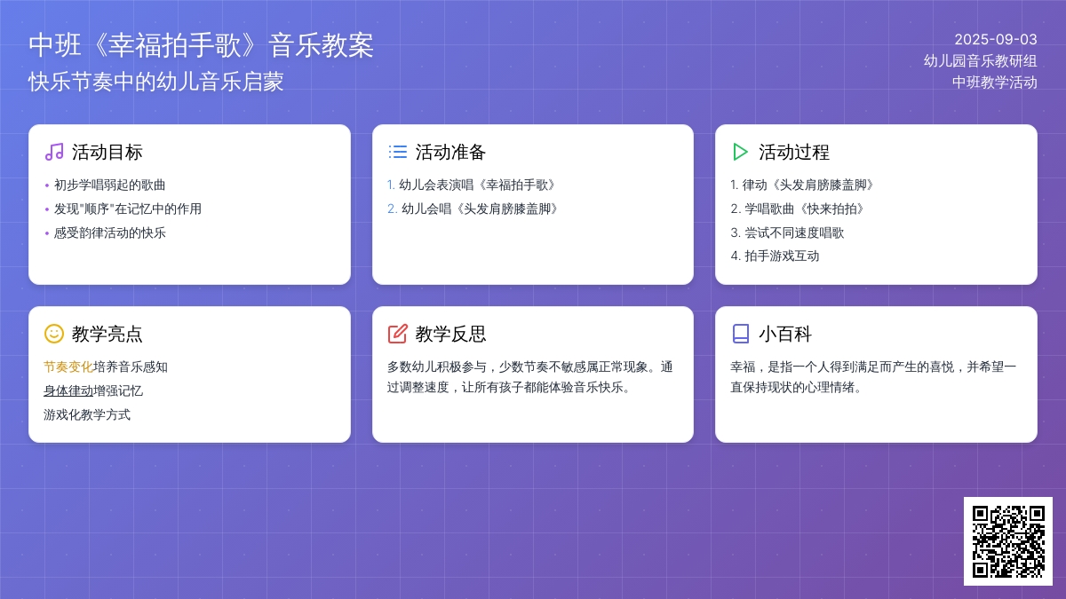 幼儿园中班音乐教案《幸福拍手歌》含反思