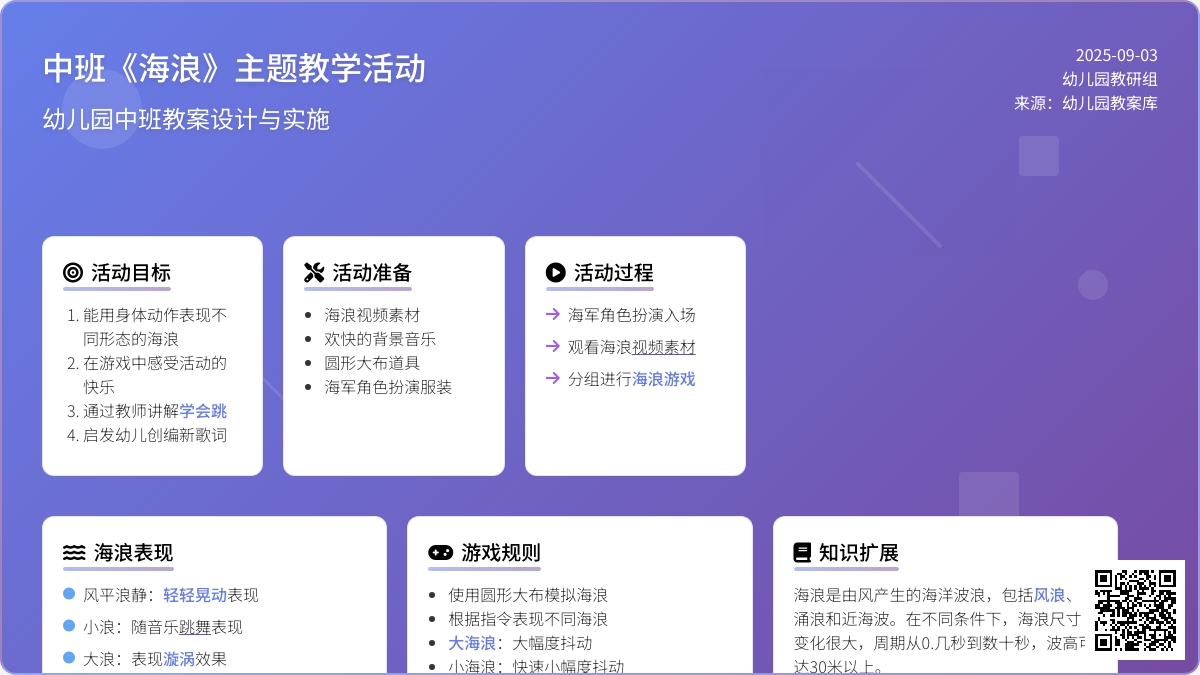 幼儿园中班教案《海浪》