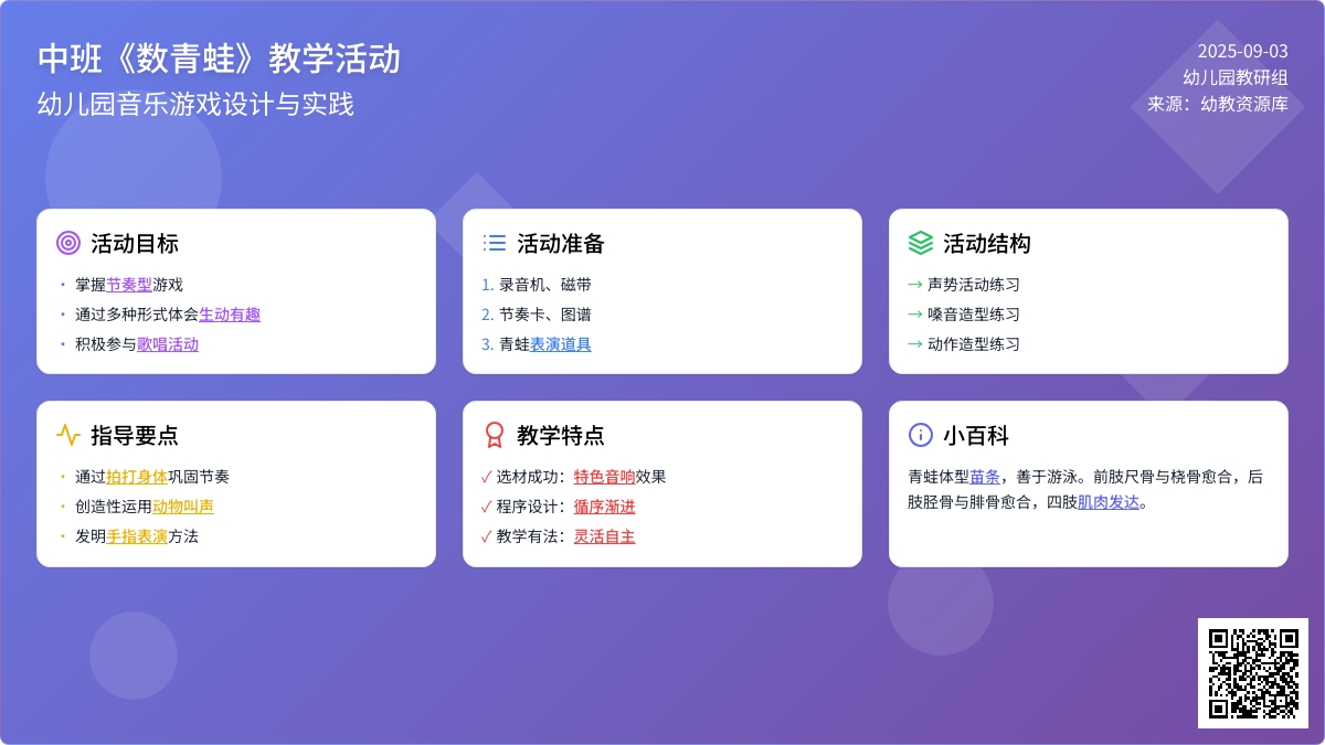 幼儿园中班教案《数青蛙》含反思
