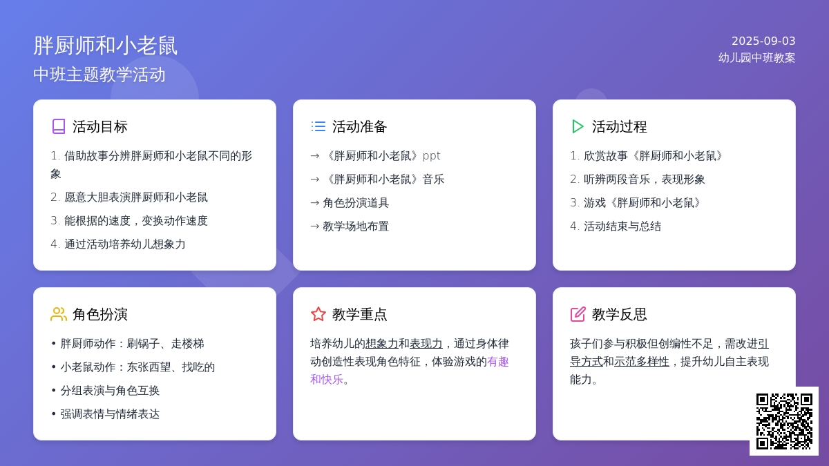 幼儿园中班教案《胖厨师和小老鼠》含反思