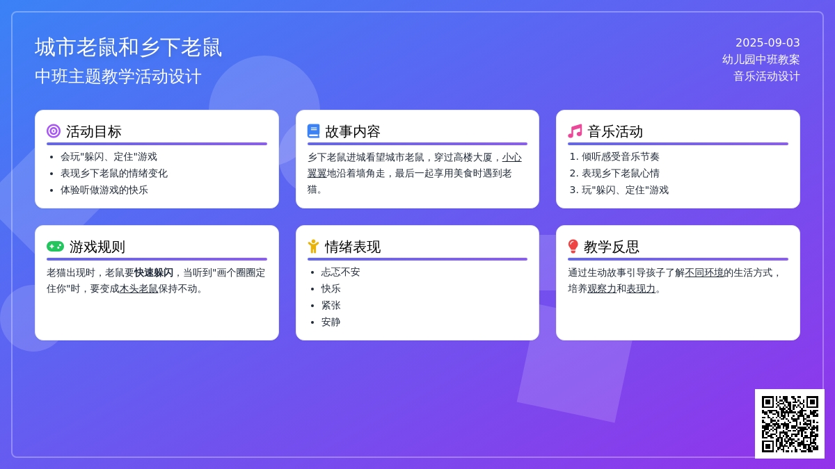 幼儿园中班音乐教案《城市老鼠和乡下老鼠》含反思
