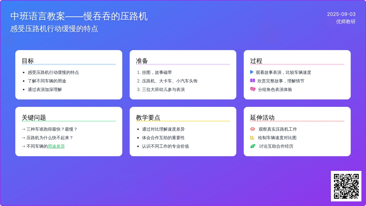 幼儿园中班语言活动――慢吞吞的压路机