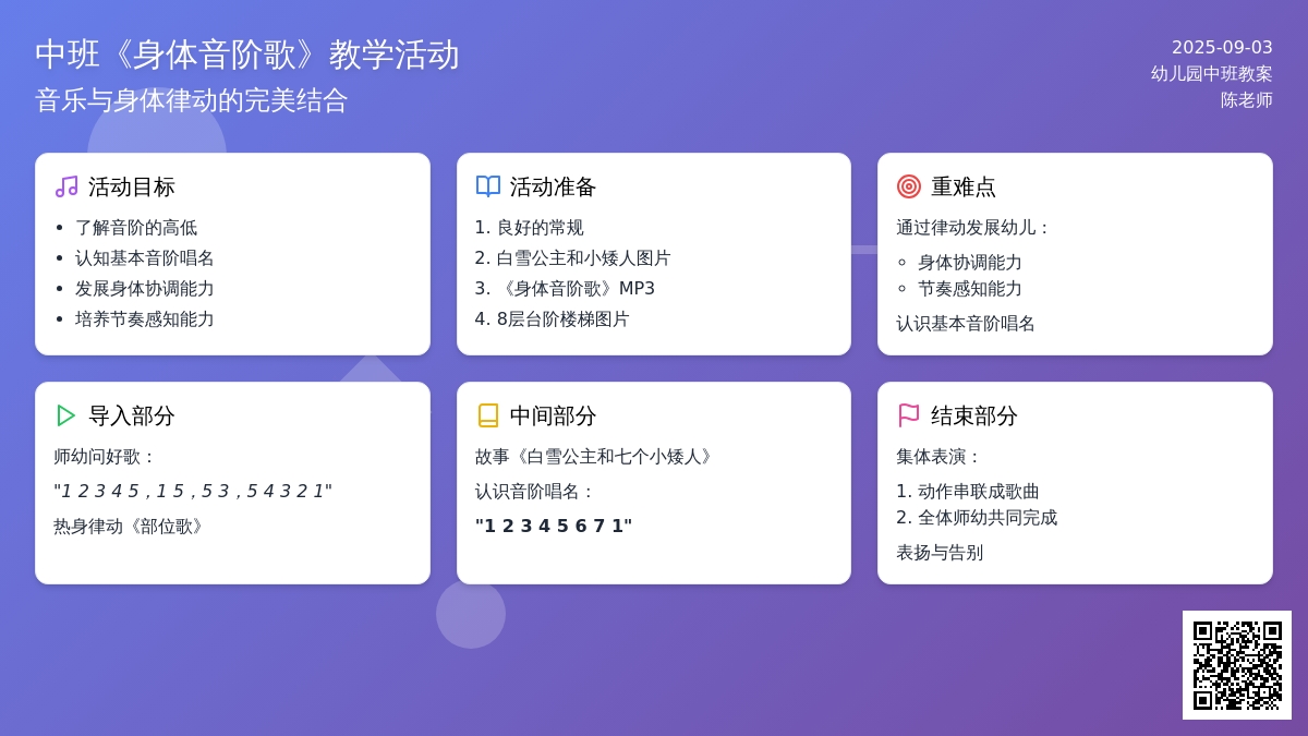 幼儿园中班教案《身体音阶歌》