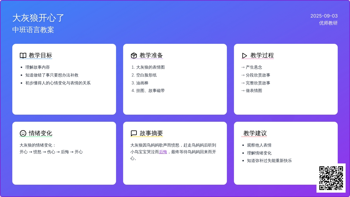 中班语言活动设计――大灰狼开心了