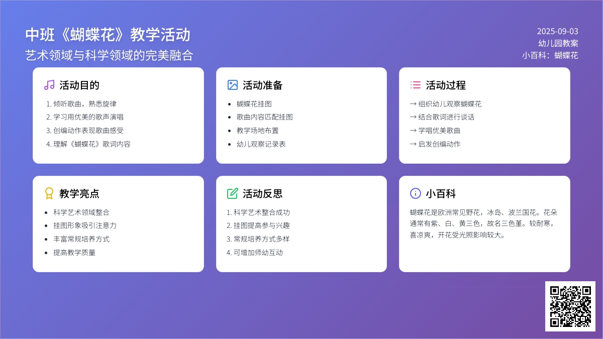 幼儿园中班教案《蝴蝶花》含反思