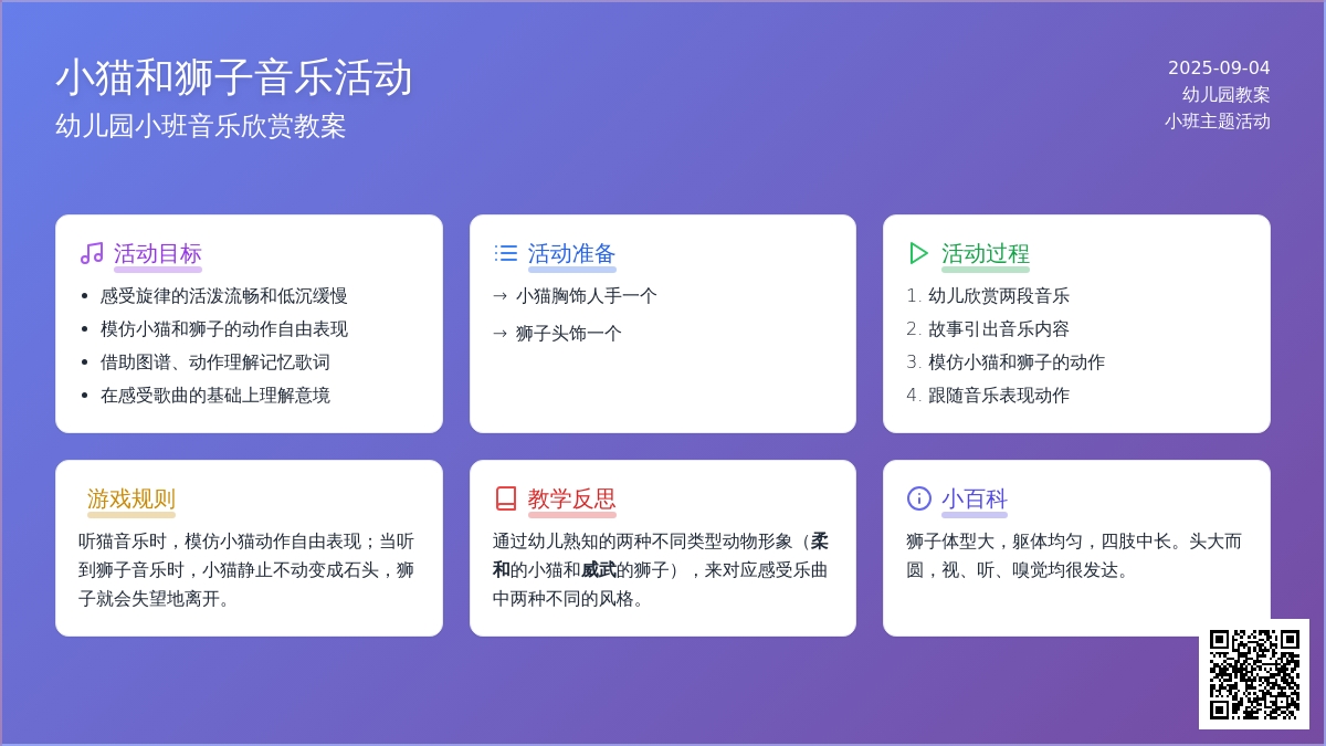 幼儿园小班教案《小猫和狮子》含反思