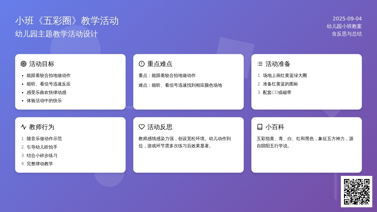 幼儿园小班教案《五彩圈》含反思