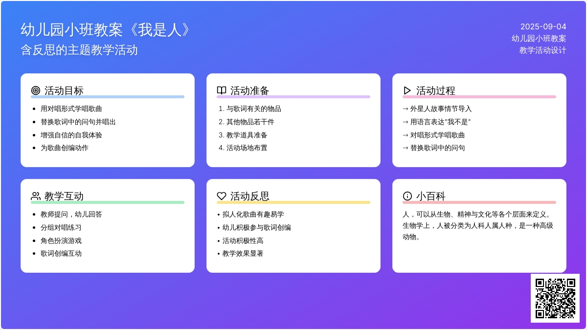 幼儿园小班教案《我是人》含反思