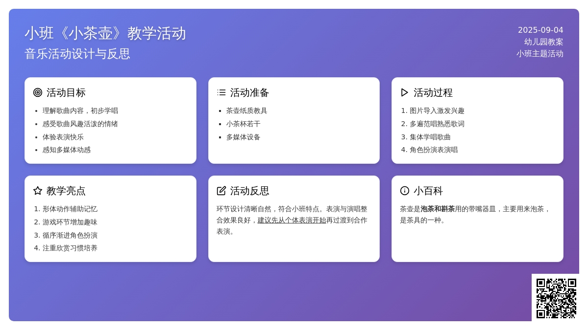 幼儿园小班教案《小茶壶》含反思