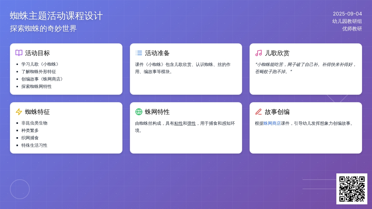 幼儿园中班语言教案：小蜘蛛