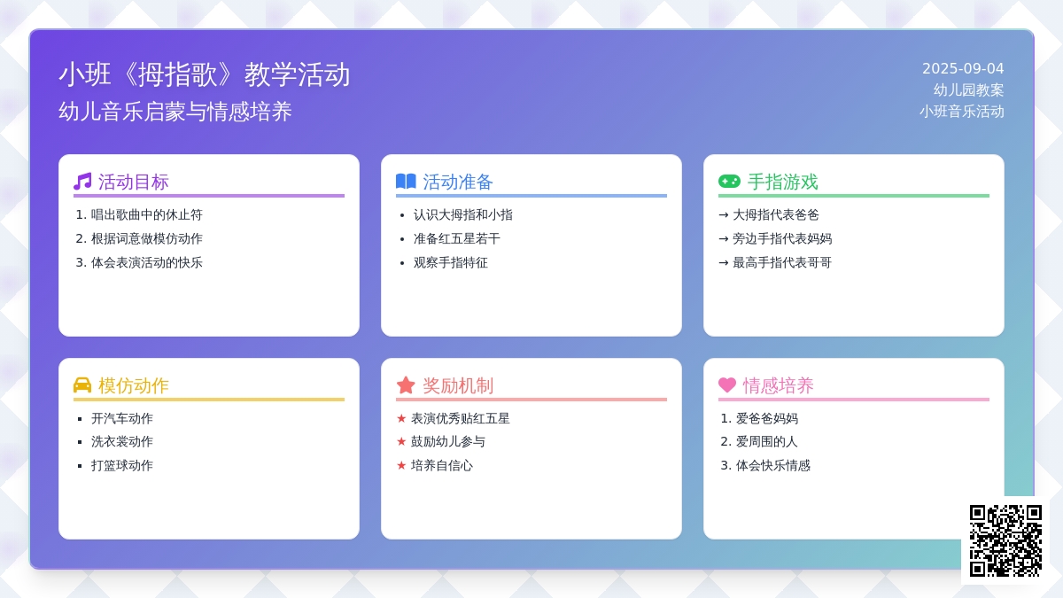 幼儿园小班教案《拇指歌》