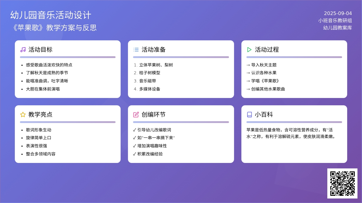 幼儿园小班教案《苹果歌》含反思