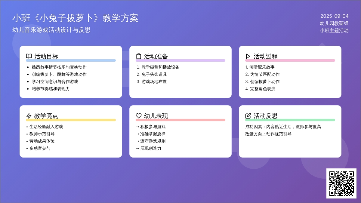 幼儿园小班教案《小兔子拔萝卜》含反思