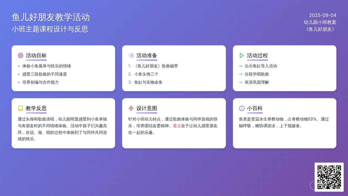 幼儿园小班教案《鱼儿好朋友》含反思