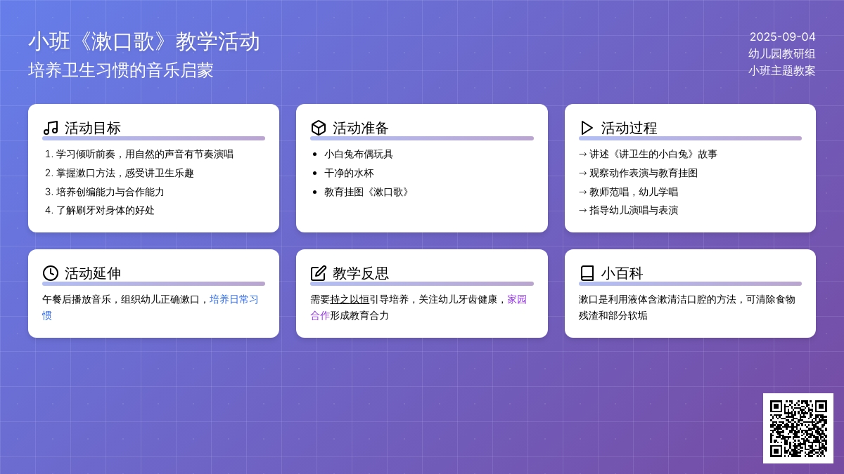 幼儿园小班教案《漱口歌》含反思