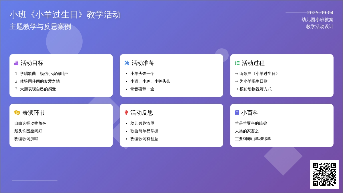 幼儿园小班教案《小羊过生日》含反思