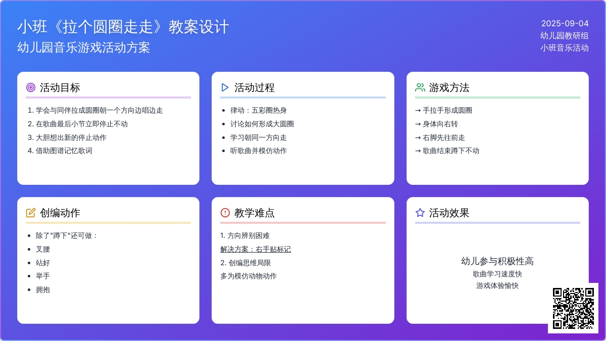 幼儿园小班教案《拉个圆圈走走》含反思