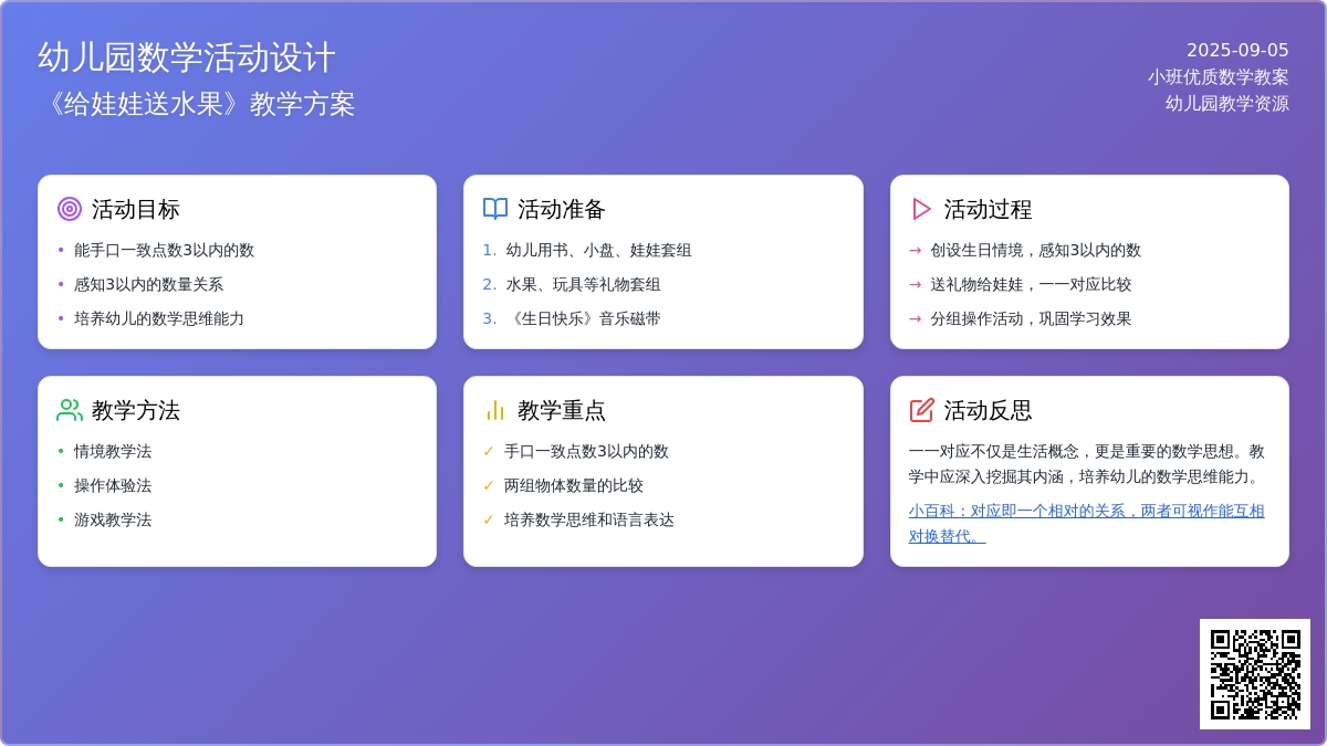 幼儿园小班优质数学教案《给娃娃送水果》含反思