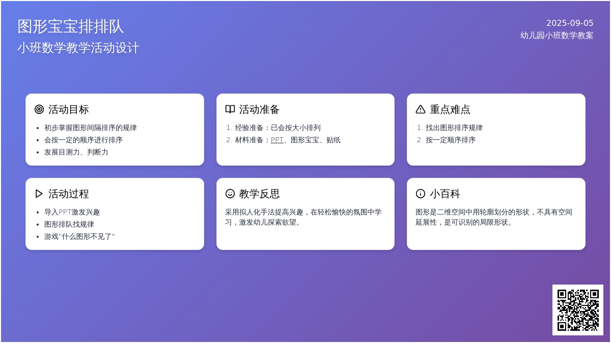 幼儿园小班数学教案《图形孩子排排队》含反思