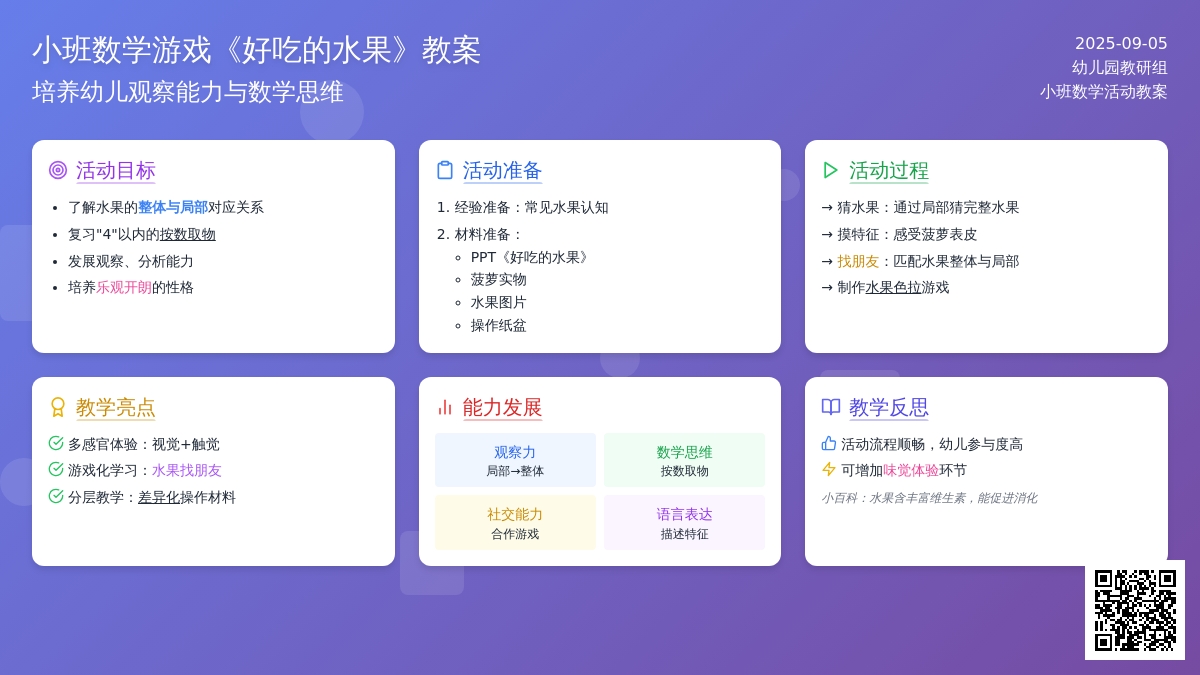小班数学游戏教案《好吃的水果》含反思