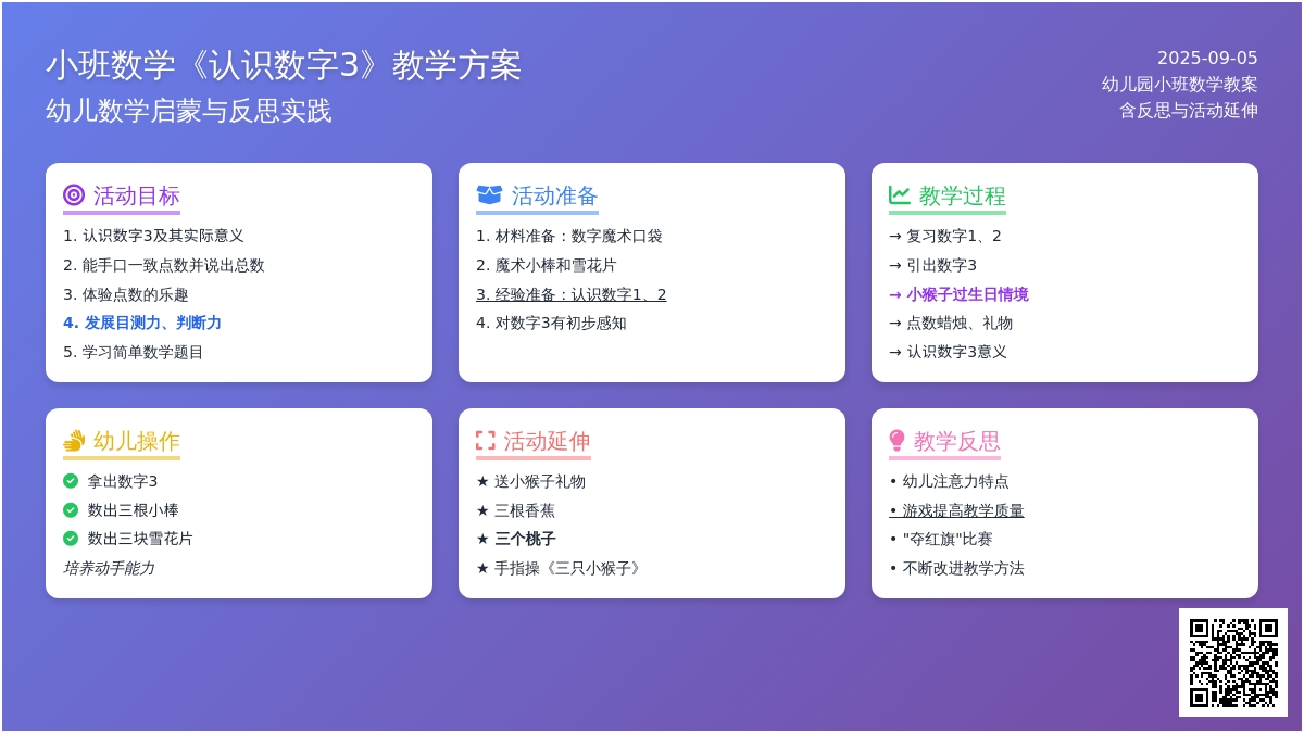 幼儿园小班数学教案《认识数字3》含反思