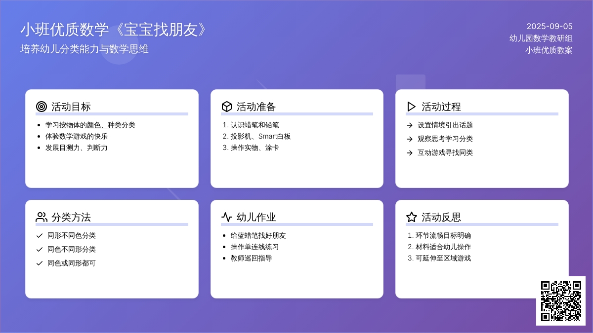 幼儿园小班优质数学教案《孩子找朋友》含反思