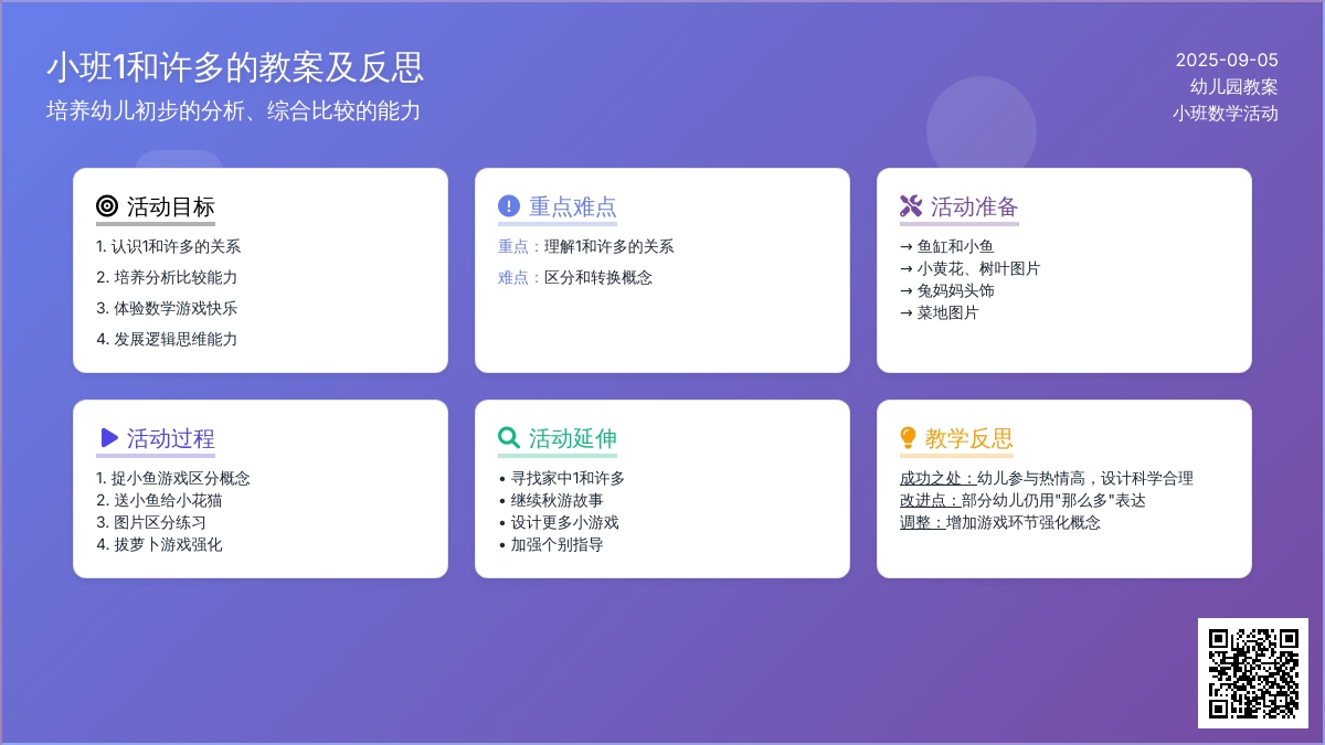 小班1和许多的教案及反思
